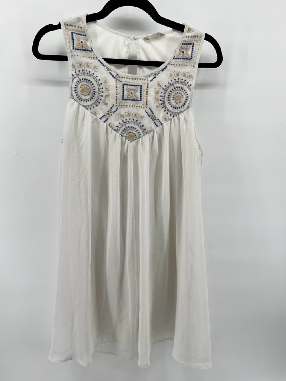 Altar'd State White Embroidered Summer Mini Lined Tank Dress